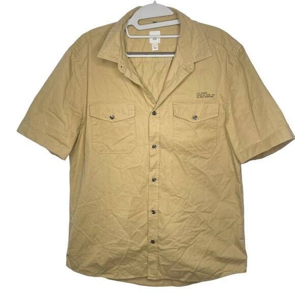 River Island Mens Shirt Size L  Brown Short Sleeve Button Down Collared Casual - Picture 1 of 13